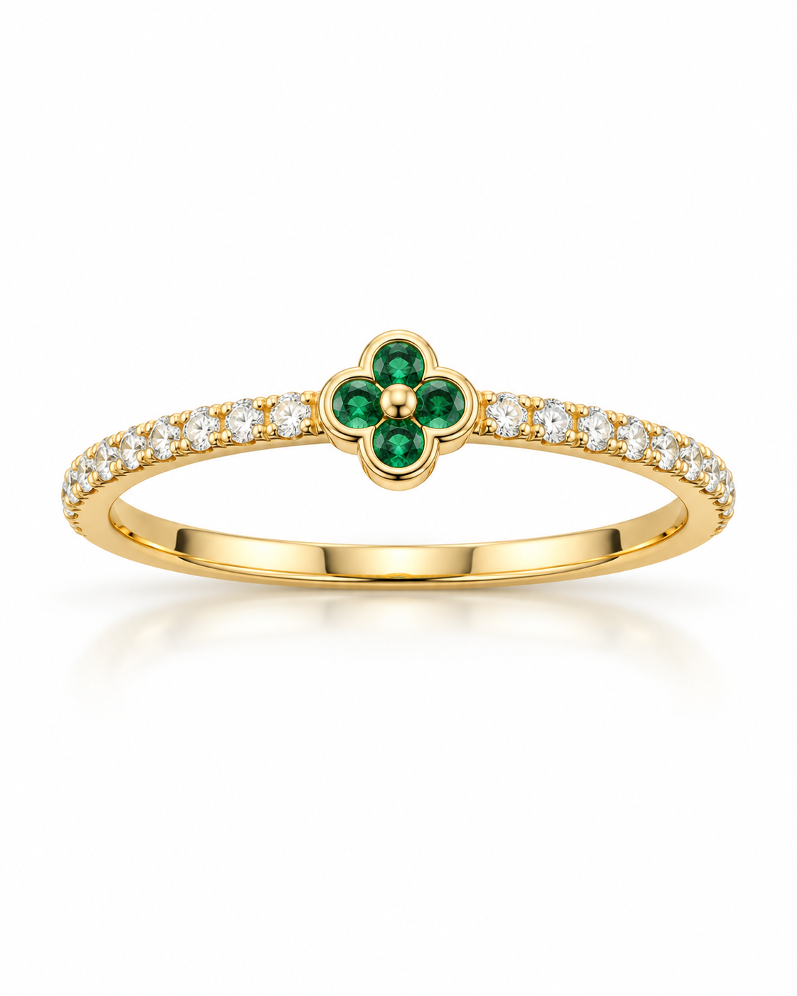 Anillo Flor Verde en Oro 10K – Talla 7