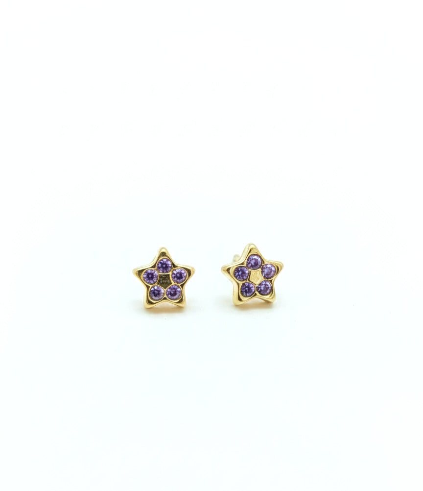 Aretes estrellas morado