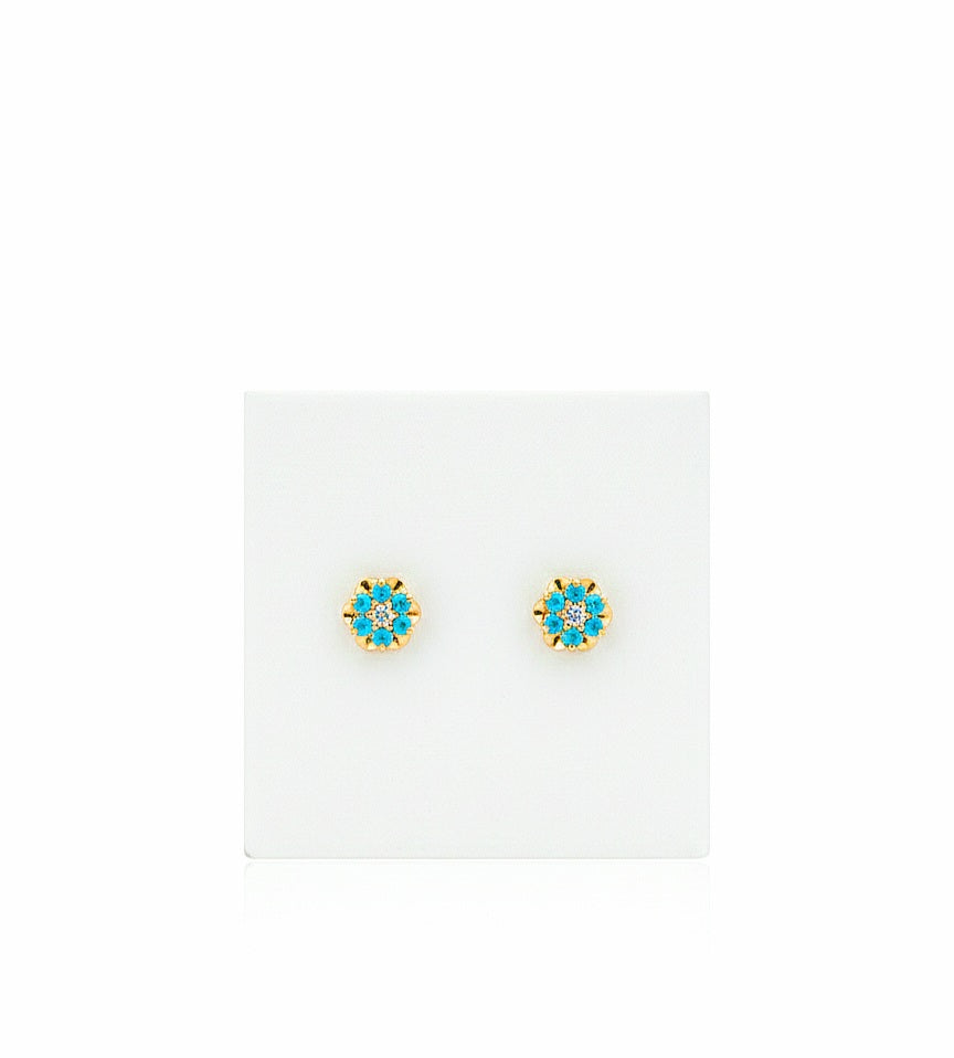 Aretes flor Azul