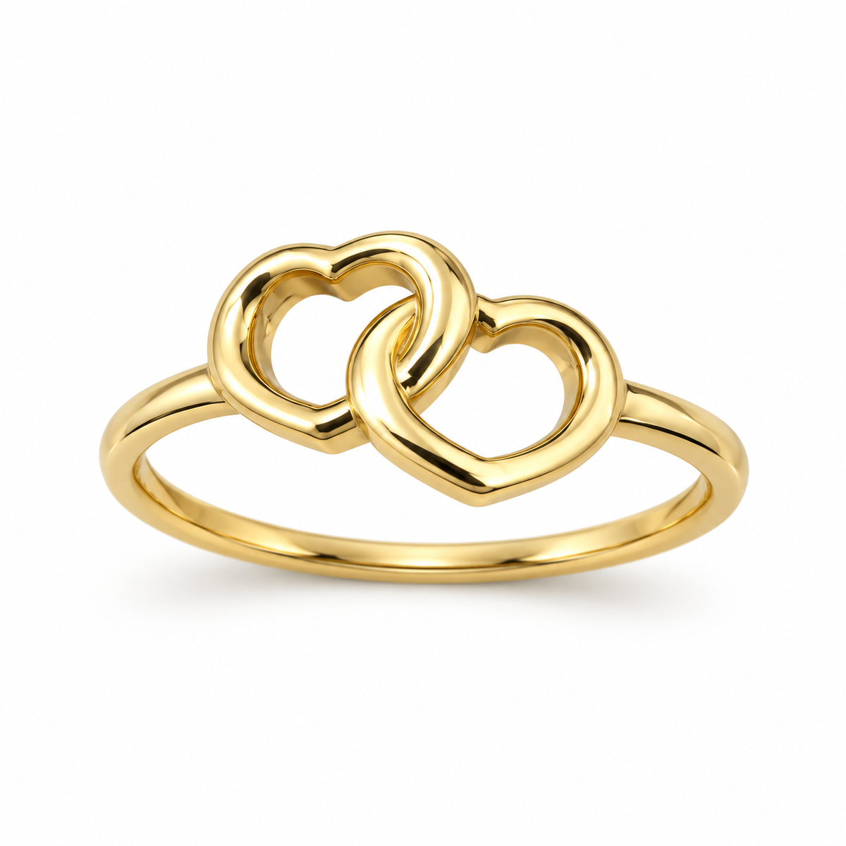 Anillo Corazones en Oro Amarillo 14K – 1.47 g, Talla 7