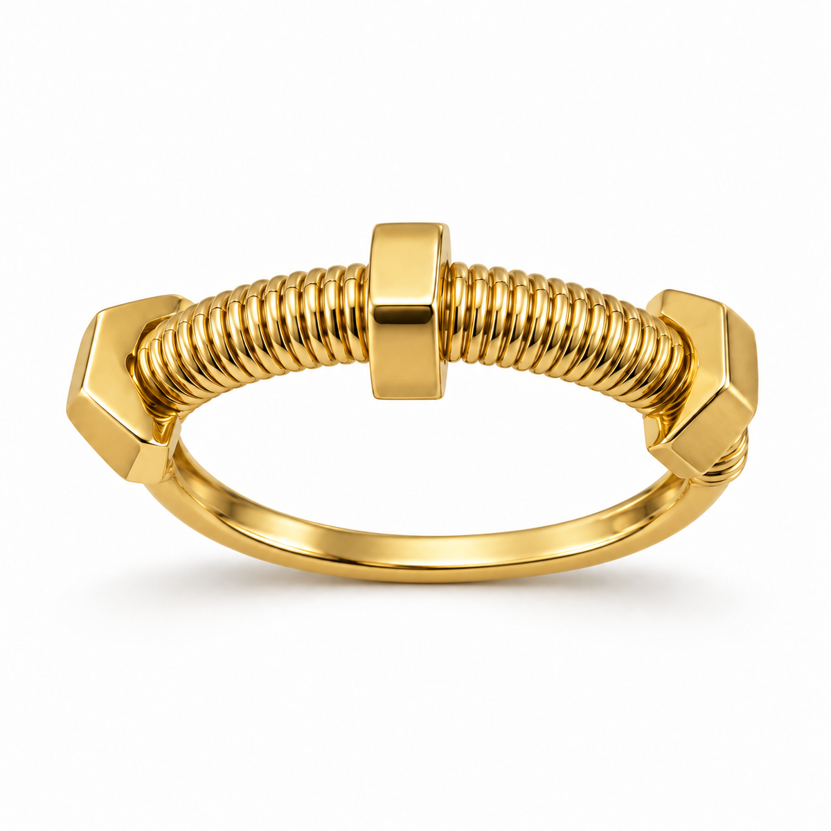 Anillo Tornillo en Oro Amarillo 10K – Talla 8