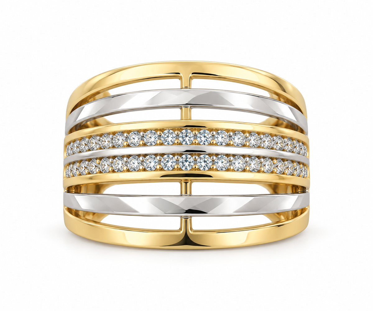 Anillo Fancy en Oro Amarillo 14K – 3.3 g, Talla 7