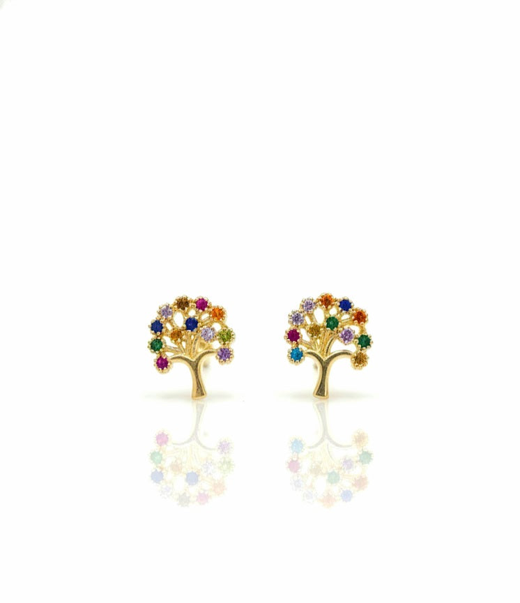 Aretes Arbol piedras de colores